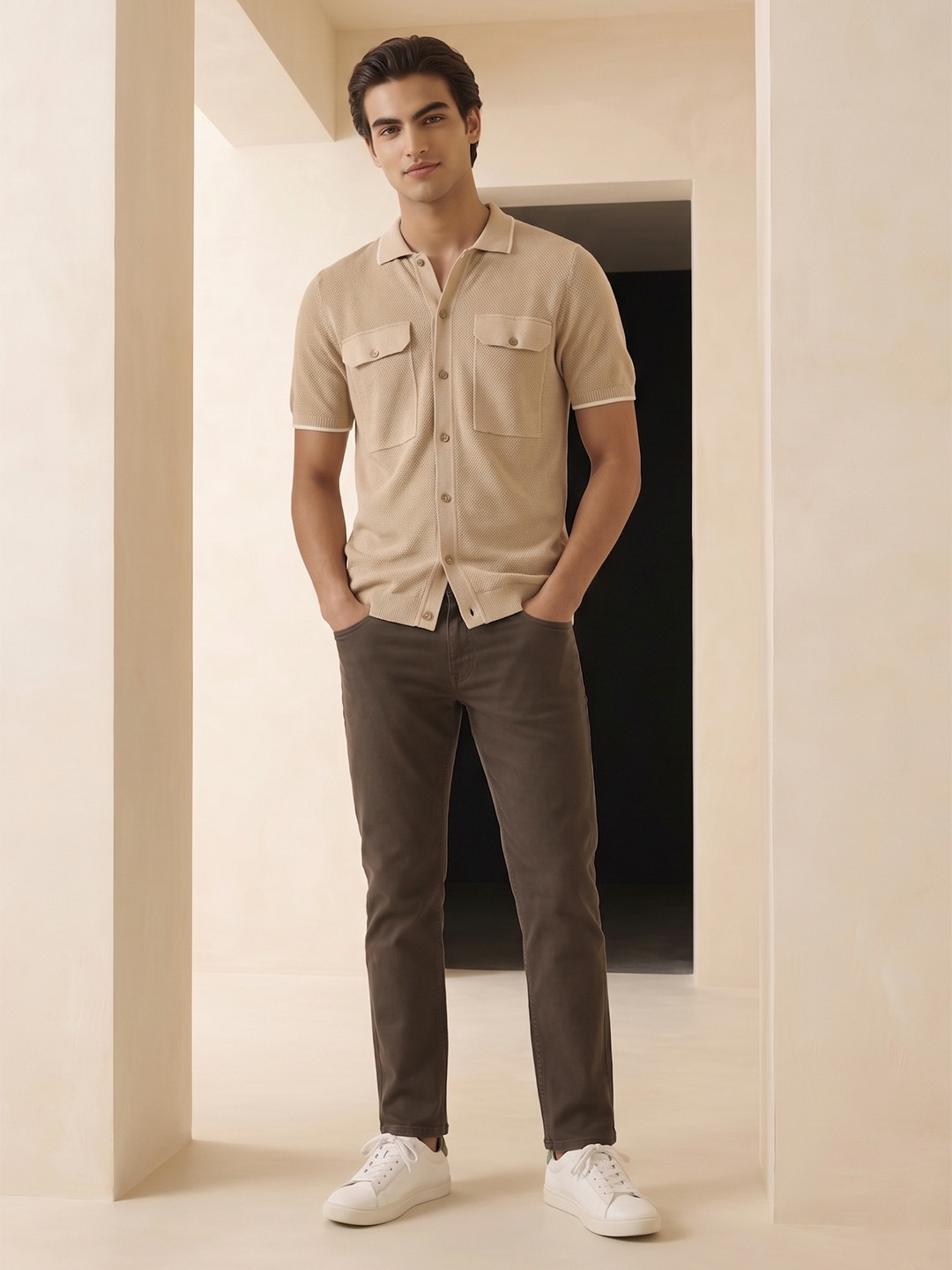 Mr Bowerbird Premium Self Design Pure Cotton Casual Shirt