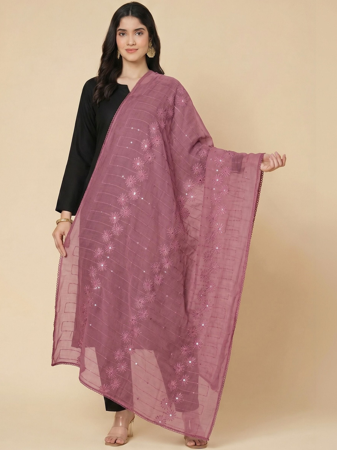Zamour Embroidered Dupatta with Sequinned