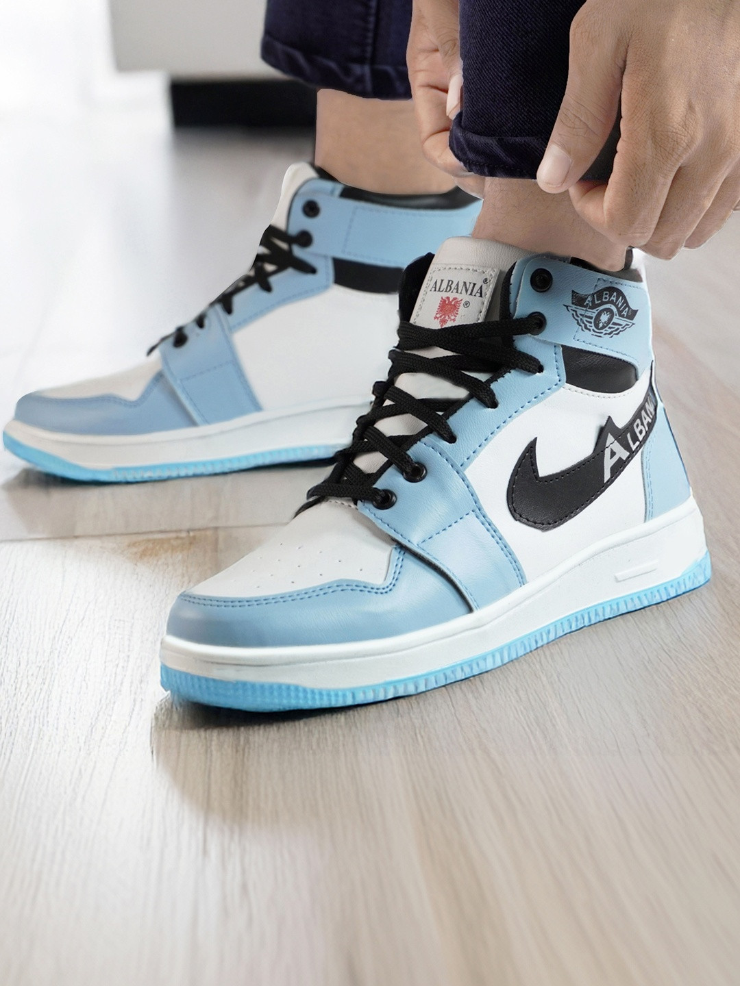 albania Men Colourblocked High-Top Sneakers