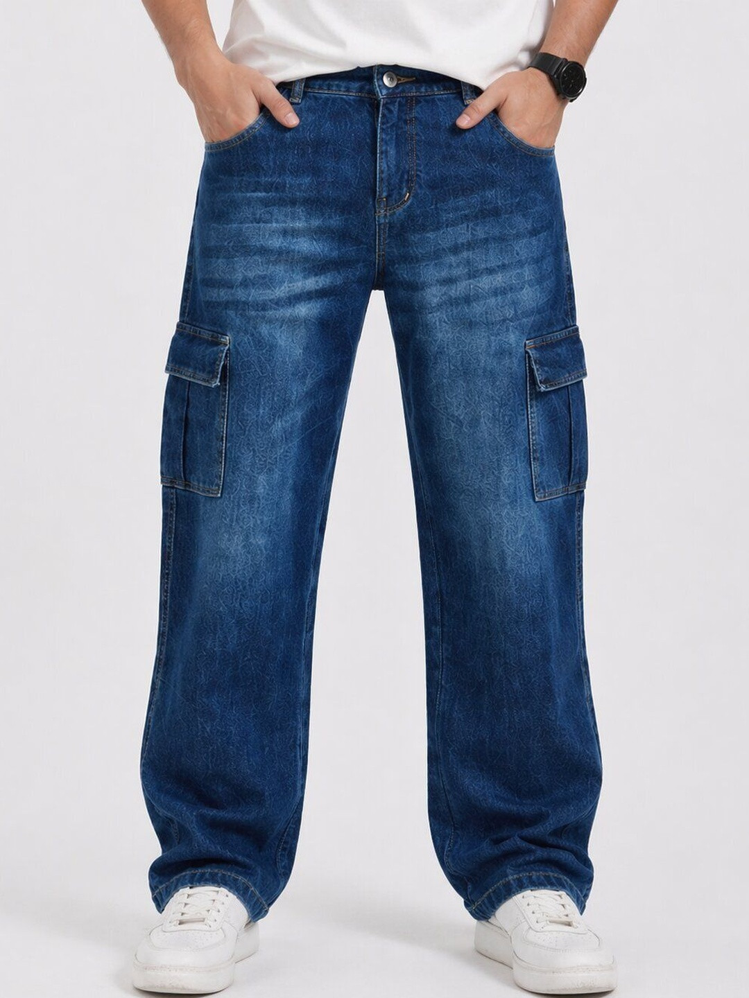 BESTLOO Men Relaxed Fit Mid-Rise Light Fade Stretchable Jeans