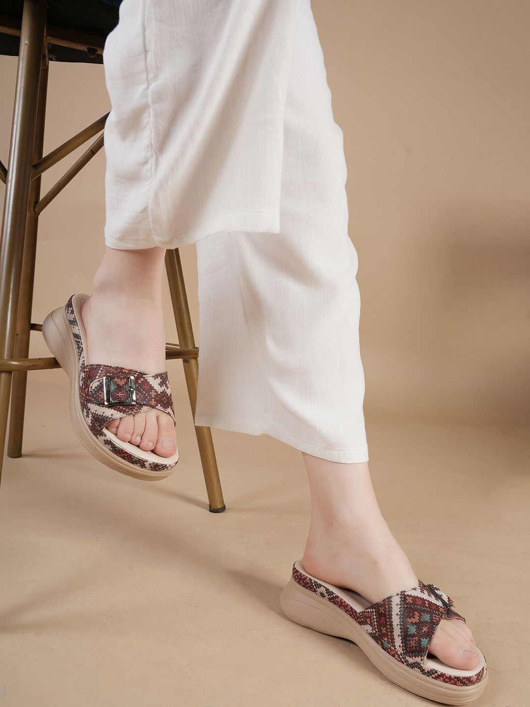 Liscott Printed Wedge Sandals with Buckles