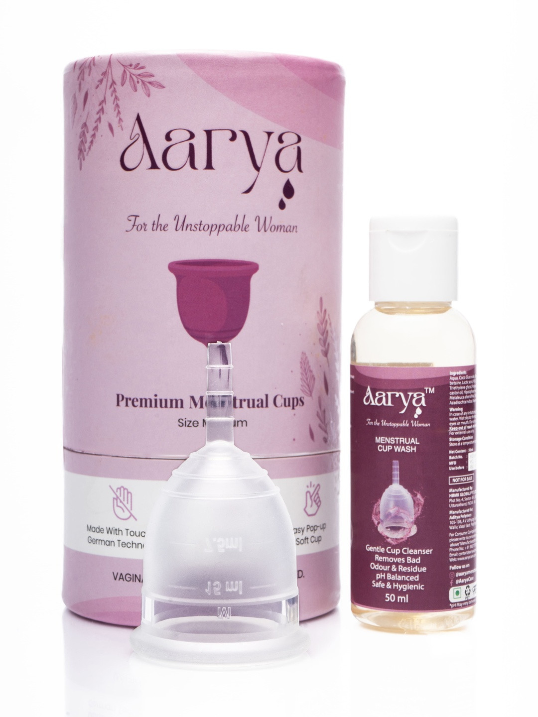 Aarya Women Medium Reusable Menstrual Periods Cup With Cup Wash 50ml