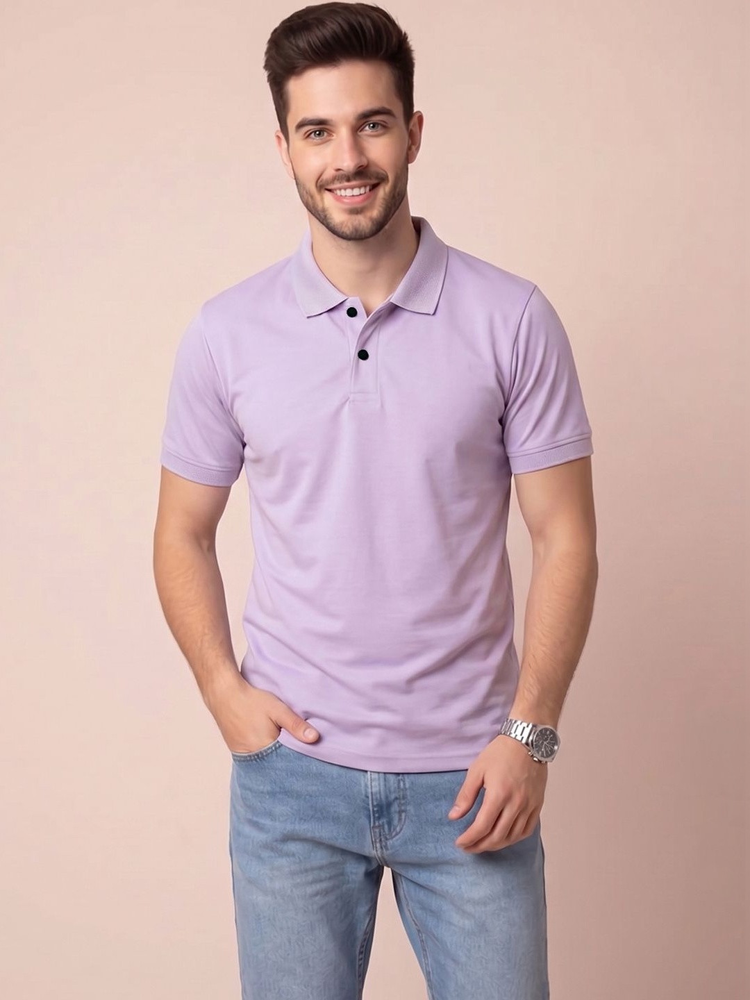 RIGHT DECISION Polo Collar Regular Fit Short Sleeves T-shirt
