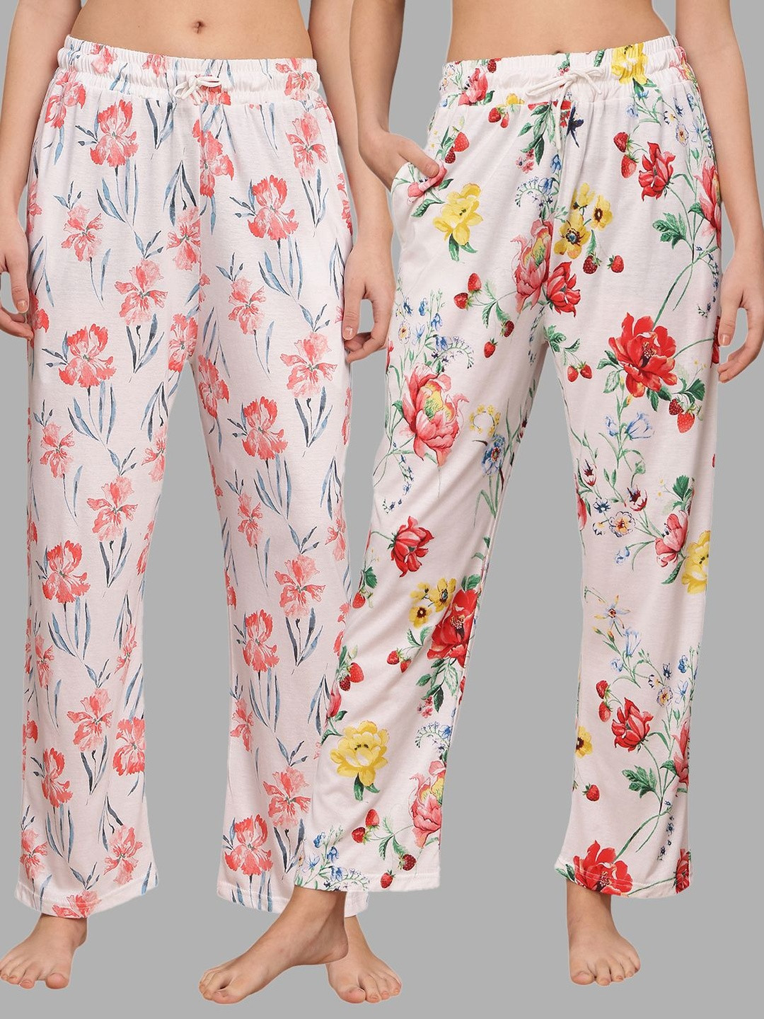 Valles365 by S.C. Pack of 2 Printed Cotton Mid-Rise Straight Lounge Pants