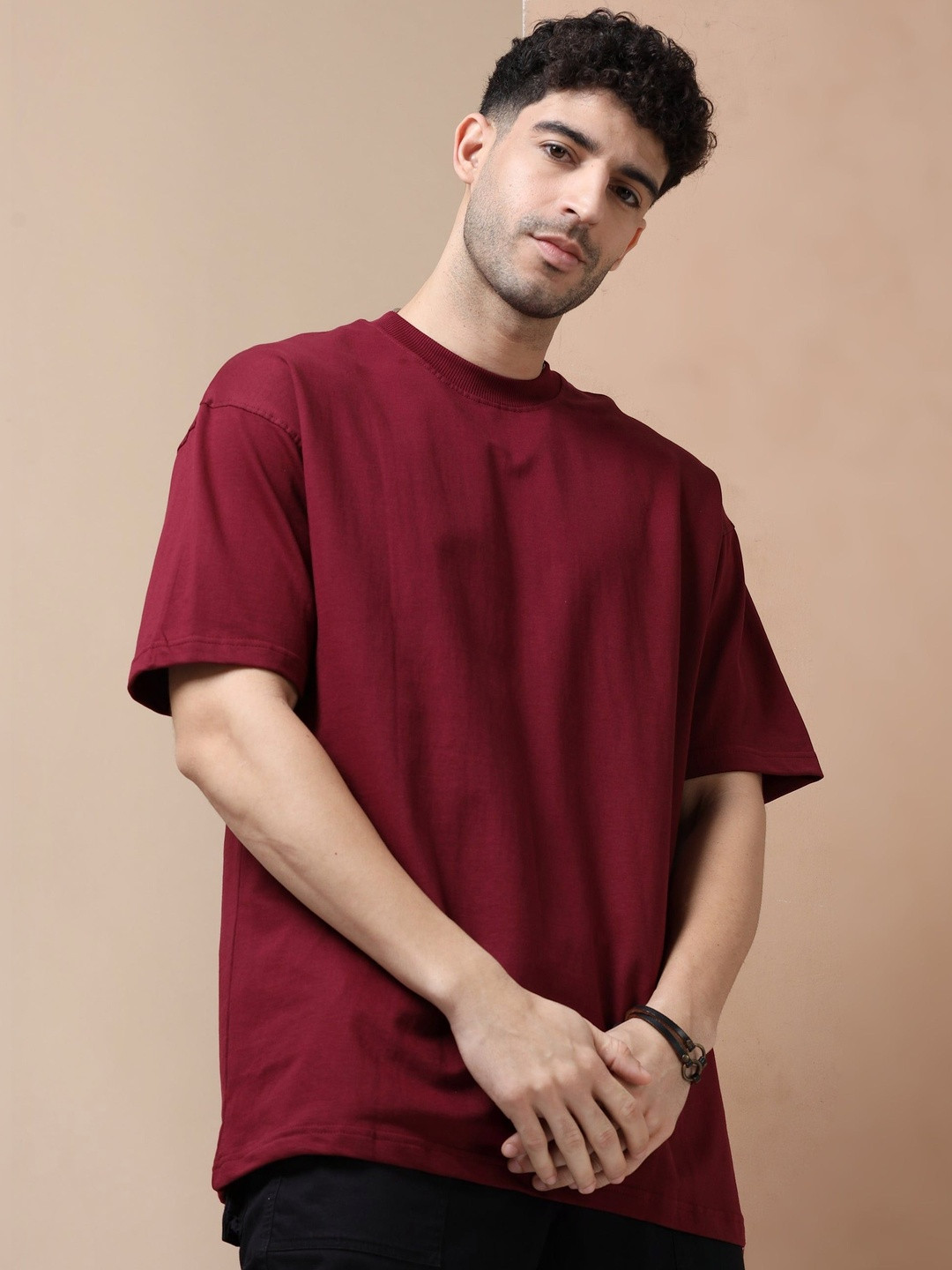 LazyGreg Men Maroon Regular Fit Cotton T-shirt
