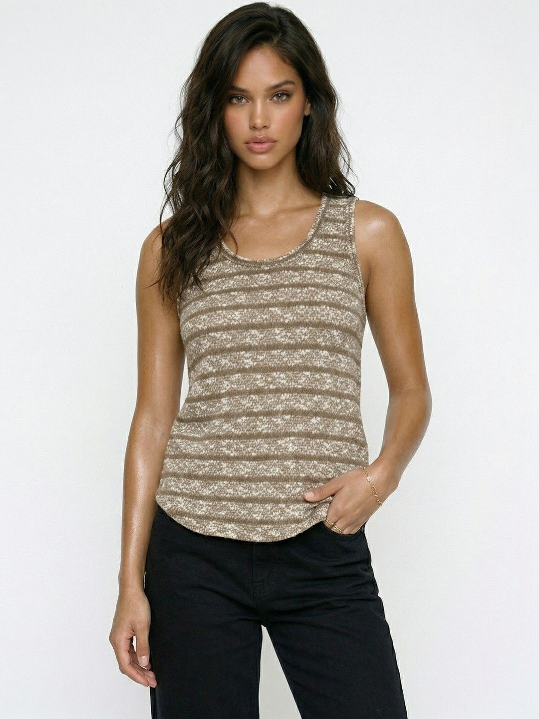 glitchez Striped Cotton Tank Top