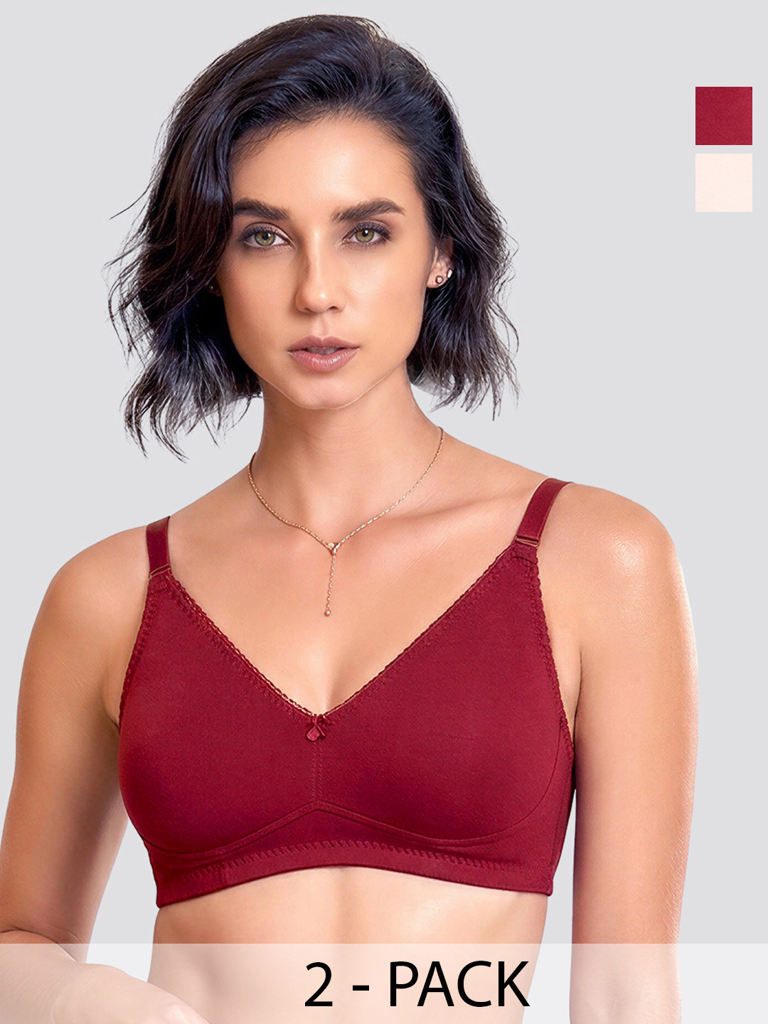 Kalyani Emma Pack of 2 Double Layered Seamless Cups Full Coverage Cotton Everyday Bras