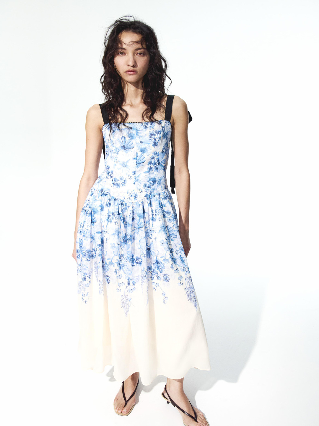 H&M Flared-Skirt Tie-Strap Dress