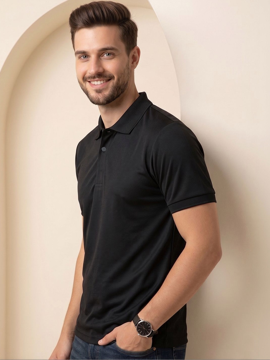 ALWAYS SHINE Men Polo Collar T-shirt