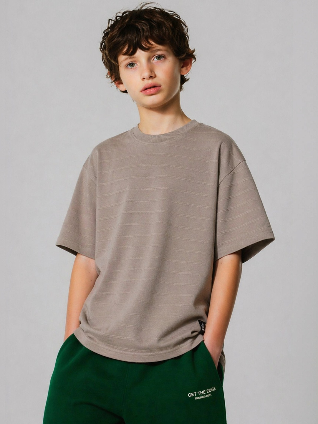 Alan Jones Boys Striped Drop-Shoulder Sleeves T-shirt