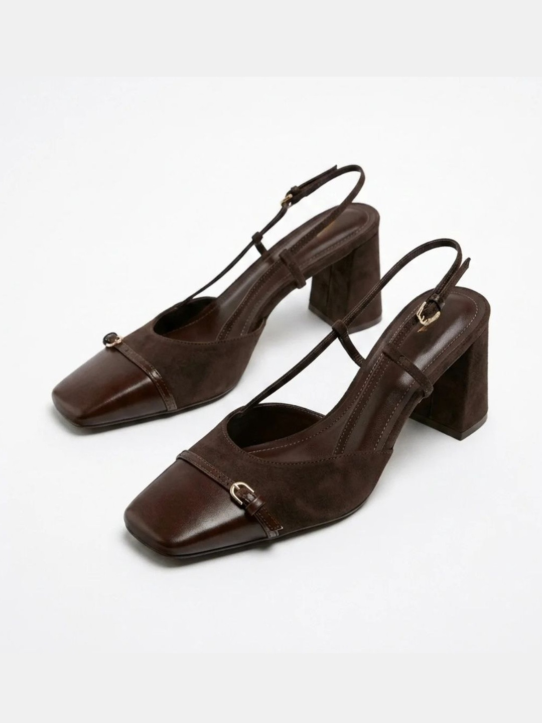 Ozzaro Suede Block Sandals with Buckles