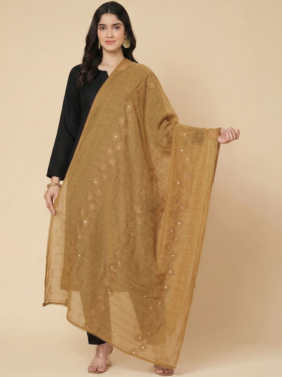 Zamour Embroidered Dupatta with Mirror Work