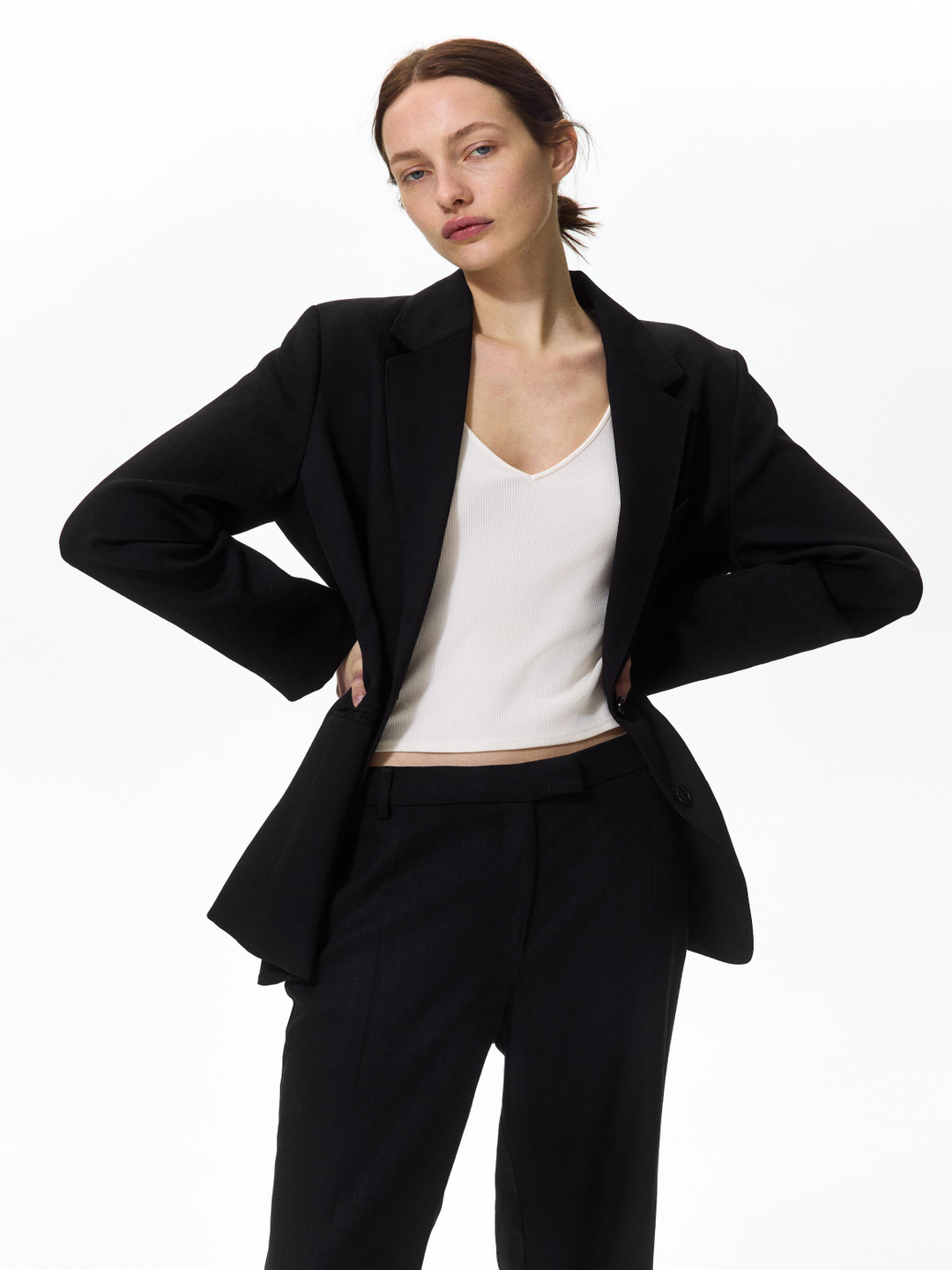 H&M Linen-Blend Tailored Trousers