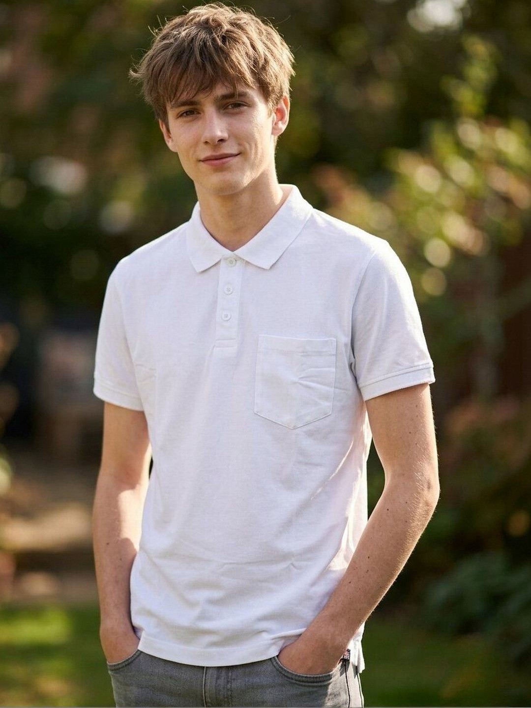 STRAY88 Men Polo Collar Pockets T-shirt