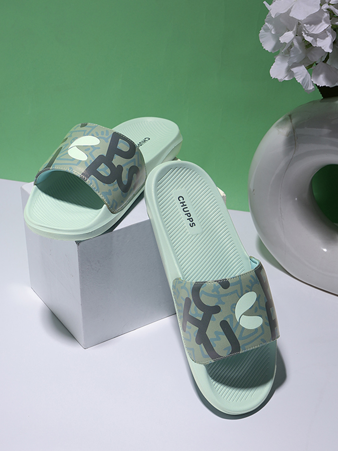 CHUPPS Men Sea Green Tumble Orthopedic Sliders