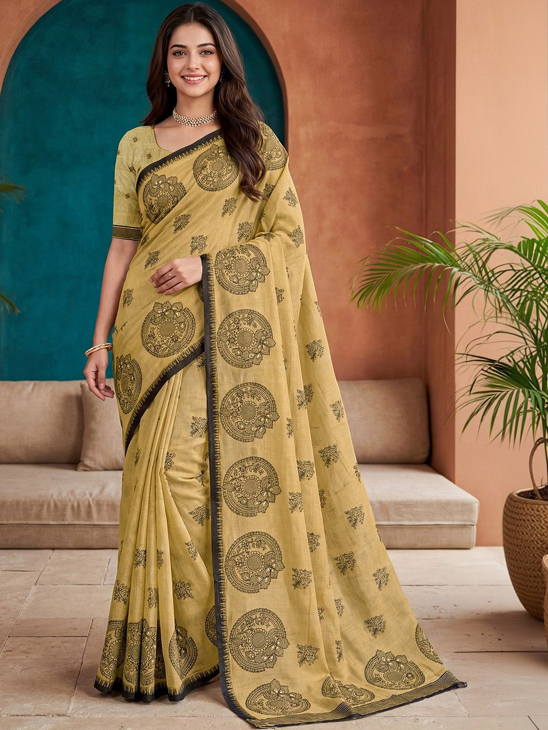 THREAD BOX Ethnic Motifs Pure Cotton Saree