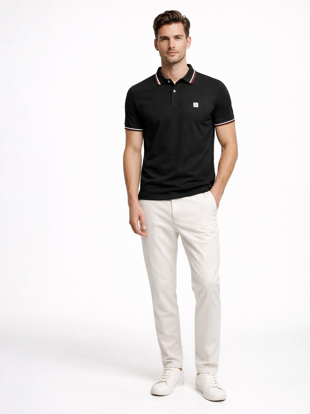 VITAL Men Brand Logo Polo Collar Pockets T-shirt