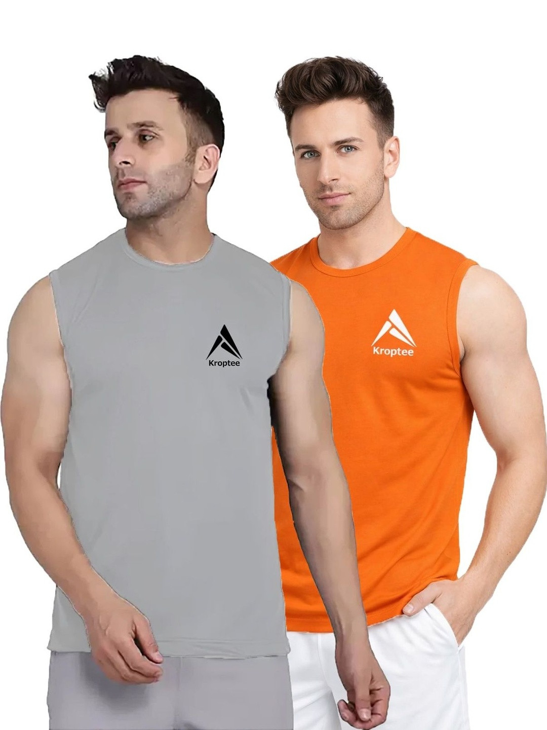 Kroptee Pack of 2 Cotton Blend Gym Vest
