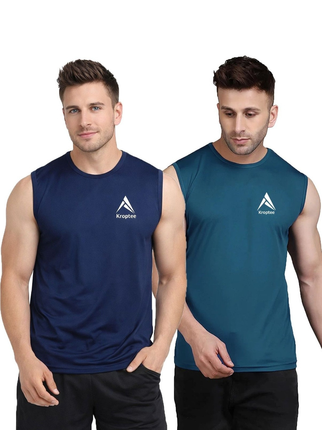 Kroptee Pack of 2 Cotton Blend Gym Vest