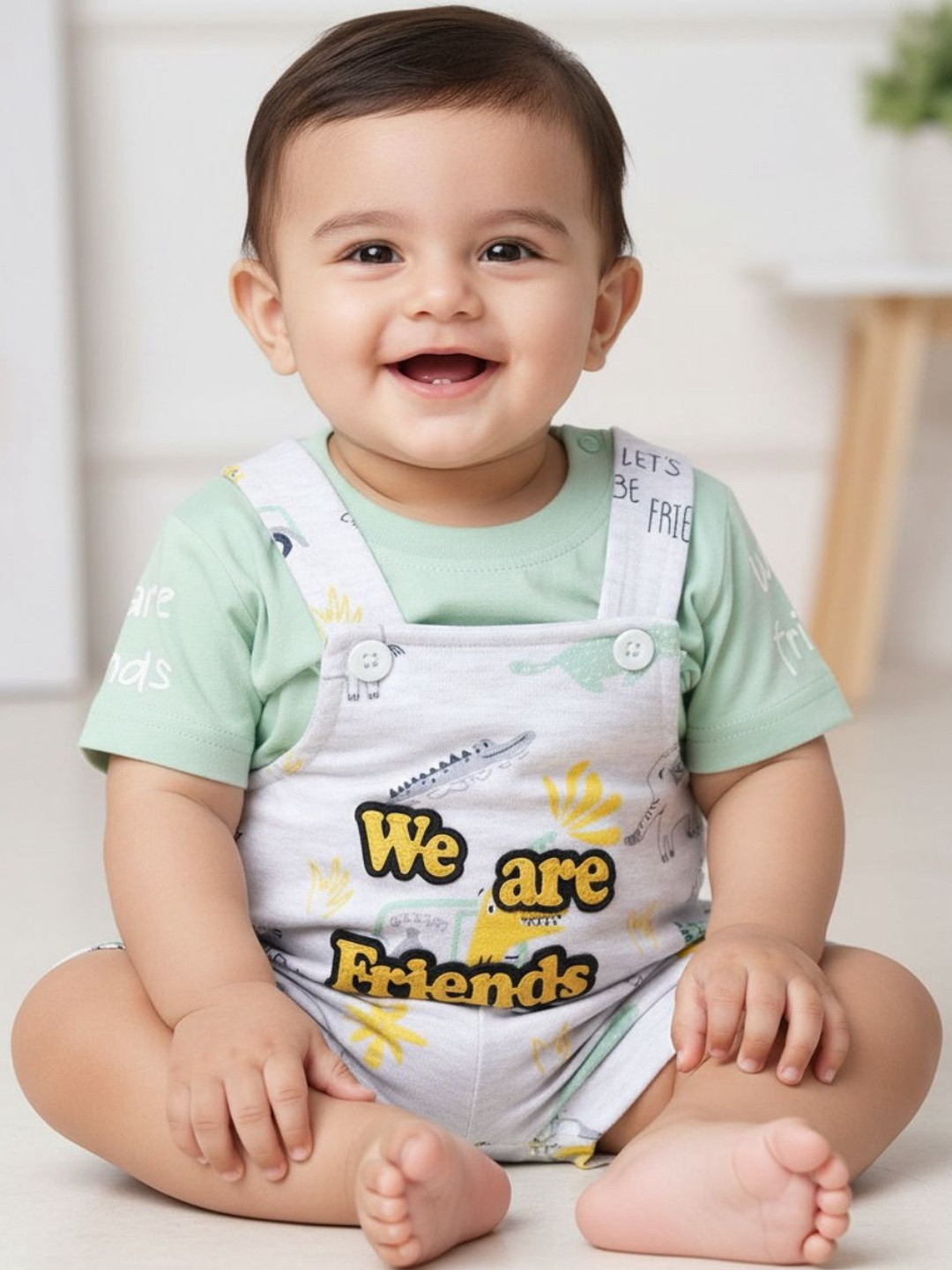 V-Mart Infants Boys Printed Cotton Short Dungarees