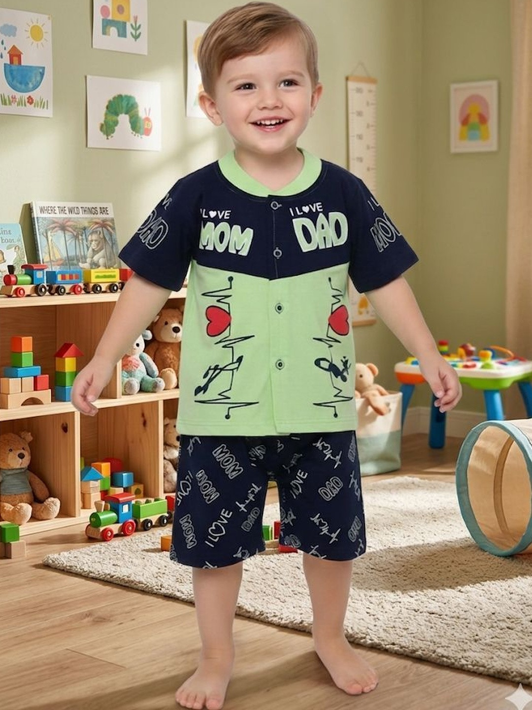 Pankhu Unisex Kids Printed T-shirt with Shorts