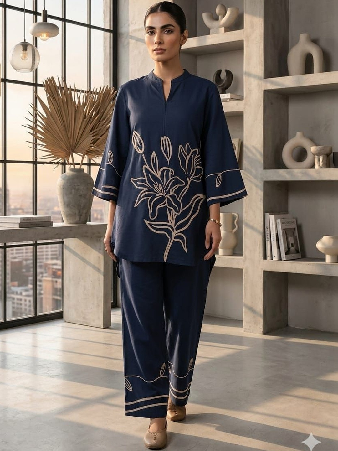 SOURAGYA Romantic Florals Printed Tunic with Trousers