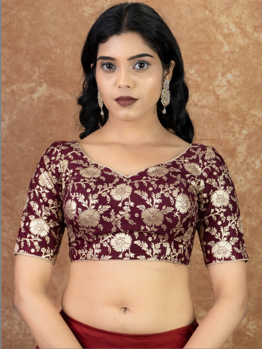 FIGURES DESIGNER Brocade Embroidered Brocade Saree Blouse