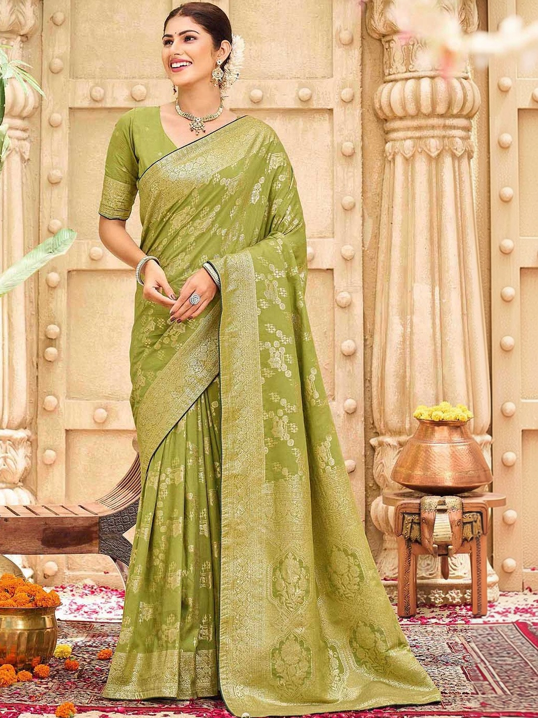 Sangria Woven Design Banarasi Sarees Blouse Piece