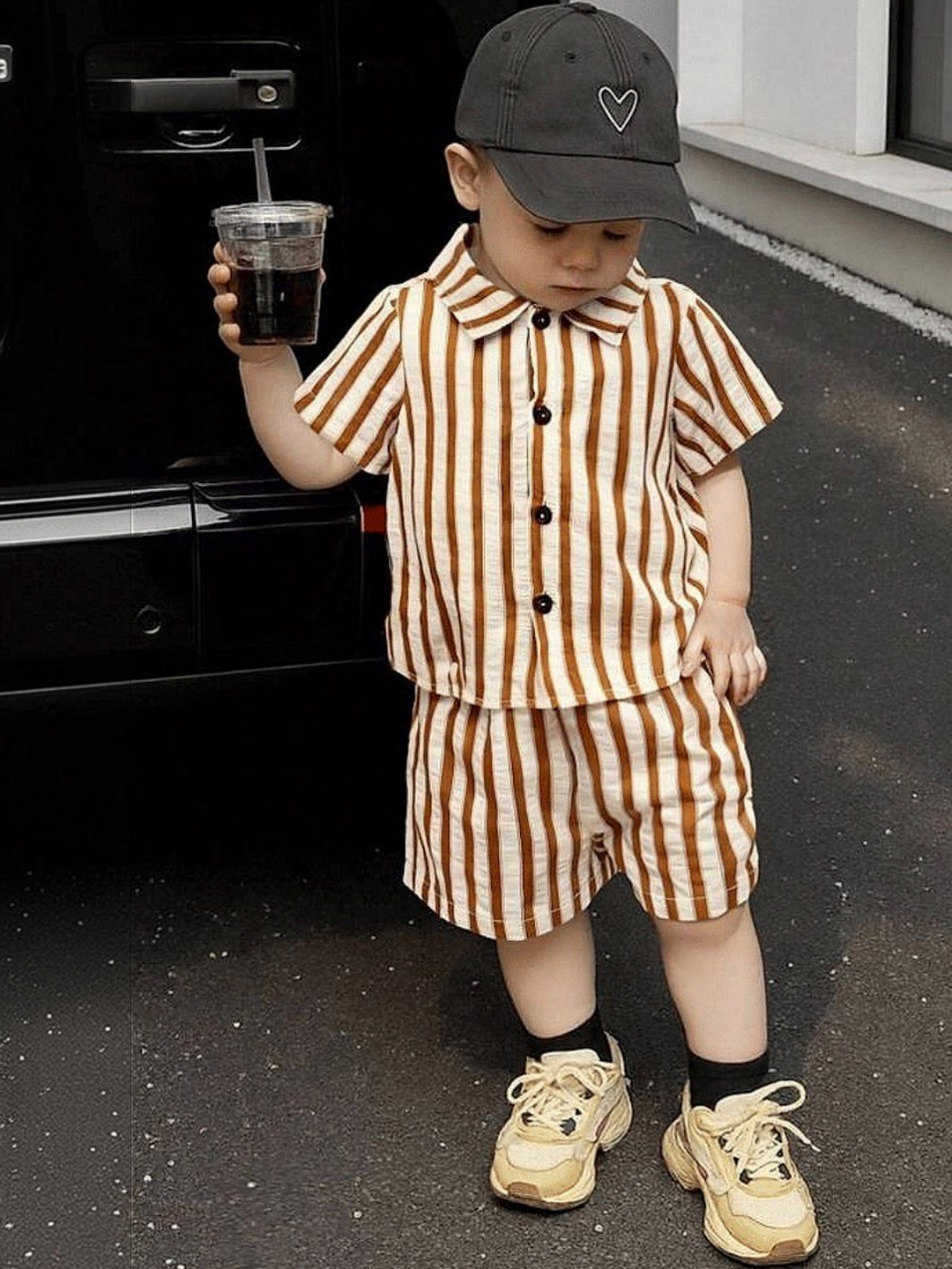 LA3MINE Striped Shirt with Shorts
