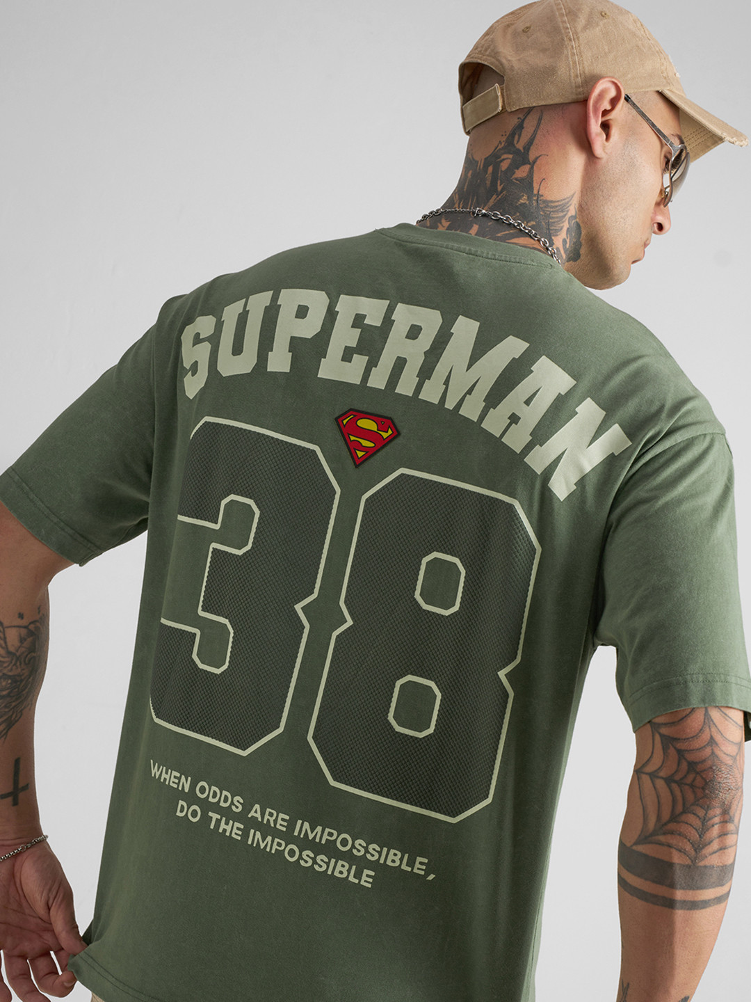 HIGHLANDER Men Superman Printed Drop-Shoulder Sleeves T-shirt