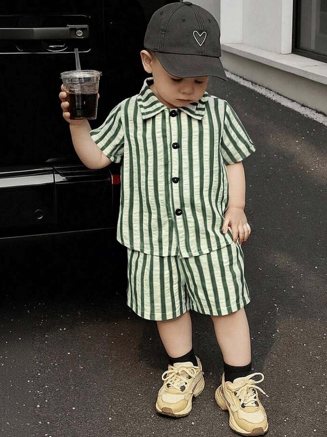 DANFORTH Boys Striped Shirt with Shorts