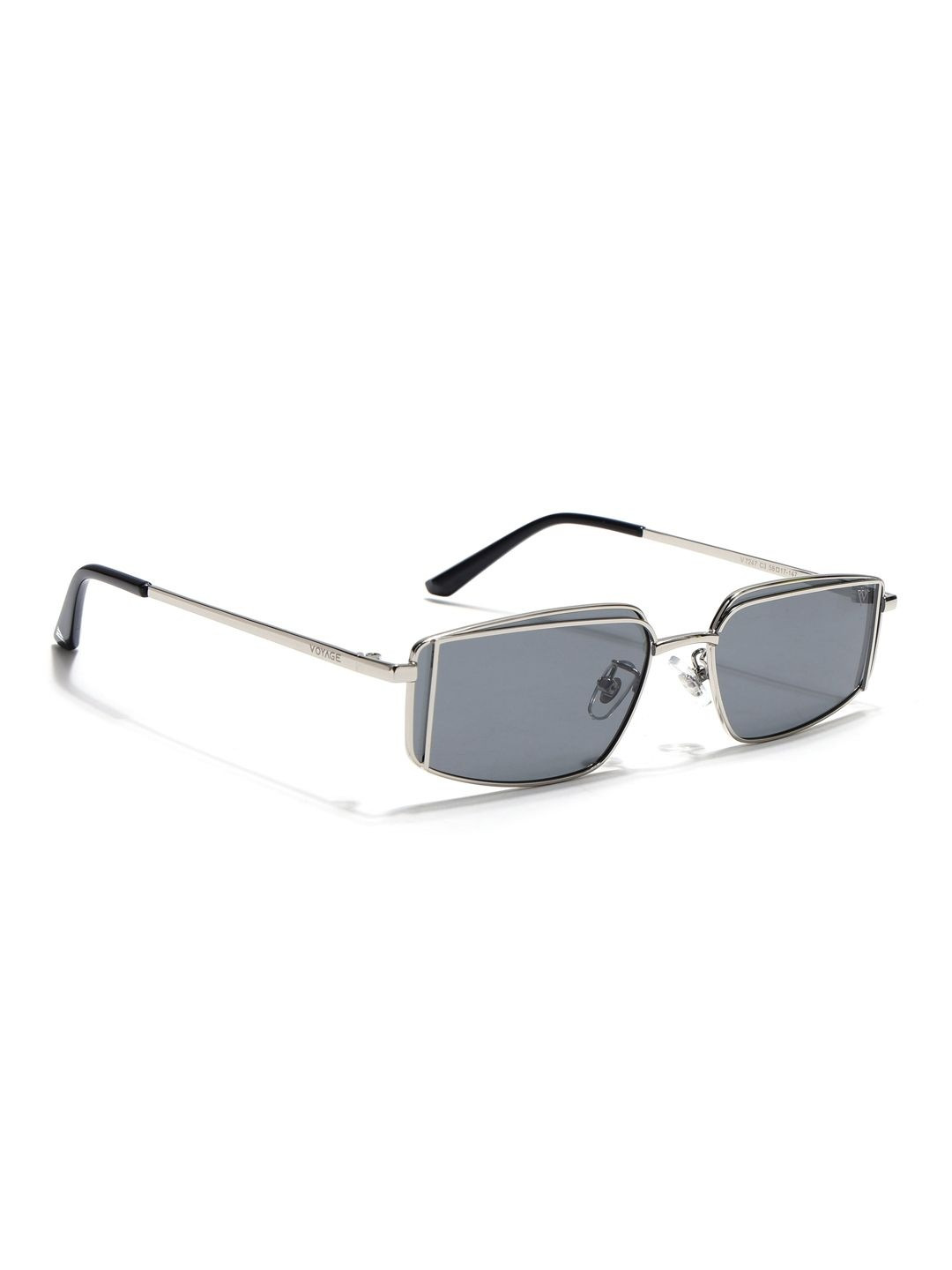 Voyage Unisex Black Lens & Silver-Toned Rectangle Sunglasses with