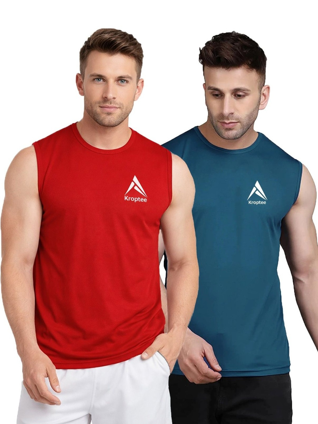 Kroptee Pack of 2 Cotton Blend Gym Vest