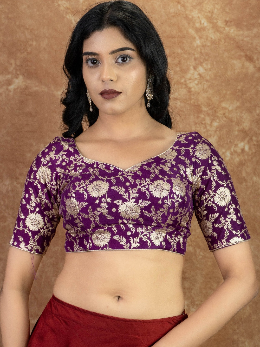 FIGURES DESIGNER Brocade Embroidered Brocade Saree Blouse