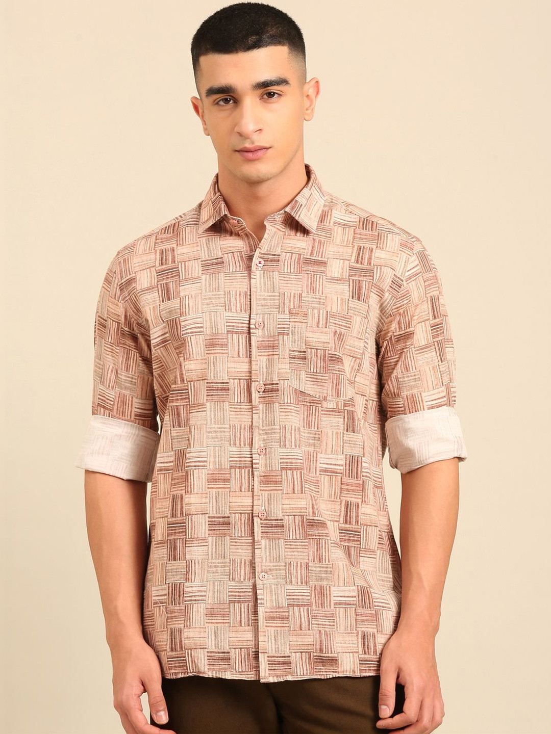 CAVALLO by Linen Club Men Cotton Linen Regular Fit Printed Casual Shirt