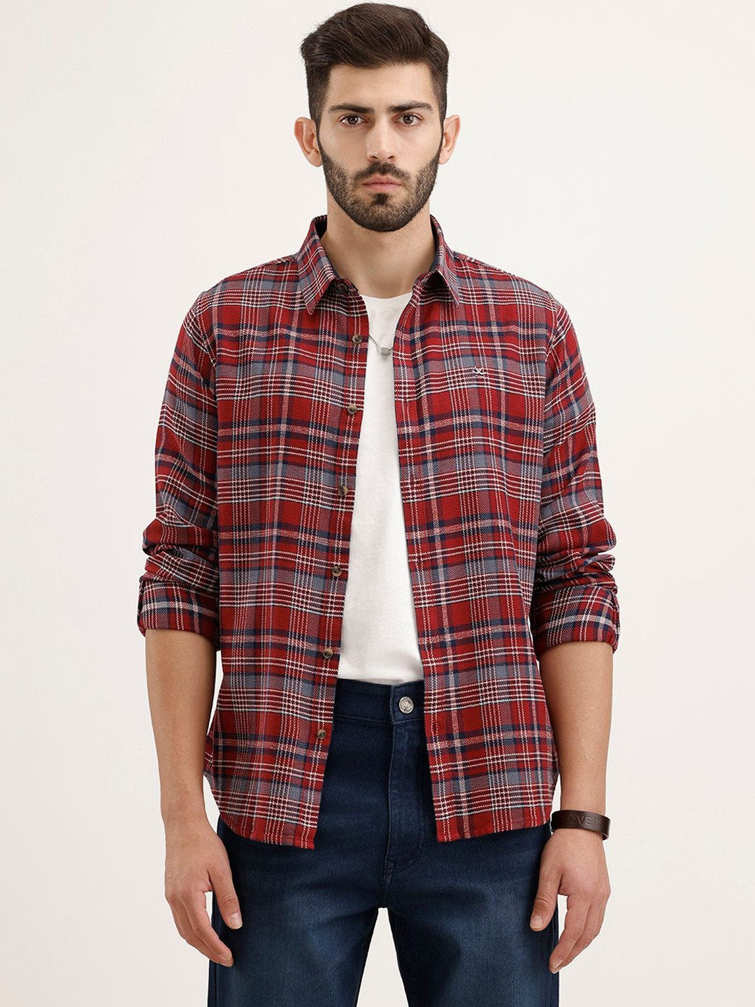WROGN Men Slim Fit Checked Casual Shirt