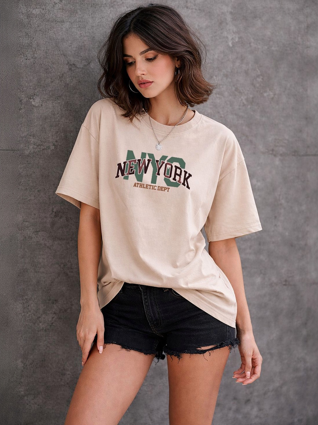 Moda Rapido Women Printed Drop-Shoulder Sleeves T-shirt