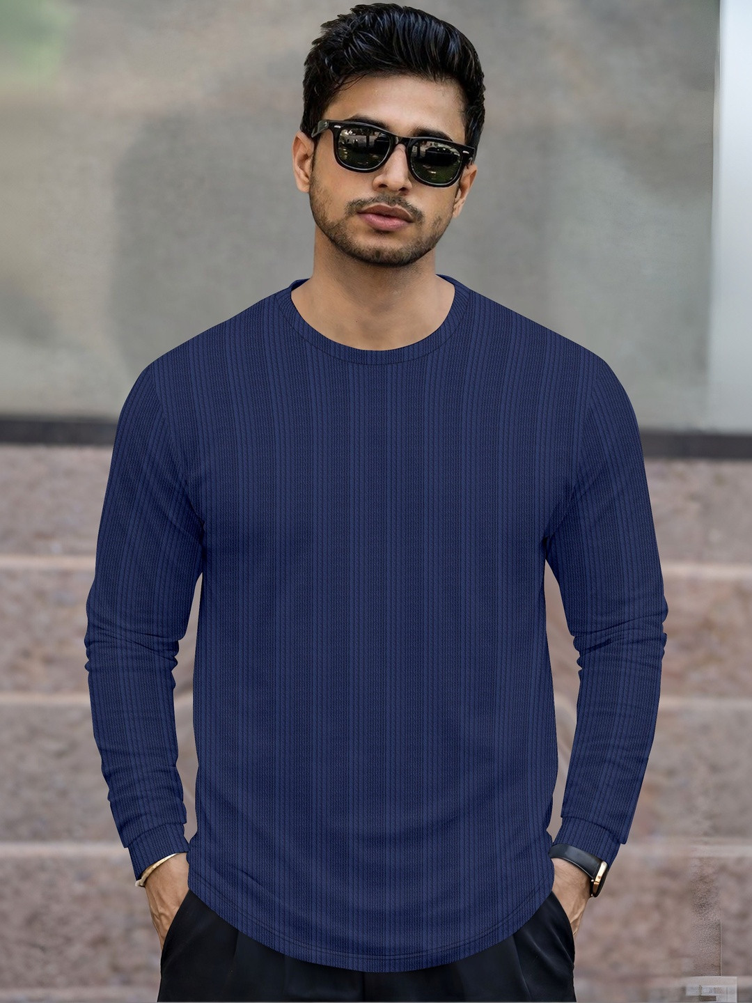 HAPPY KHAJANA Men Striped T-shirt