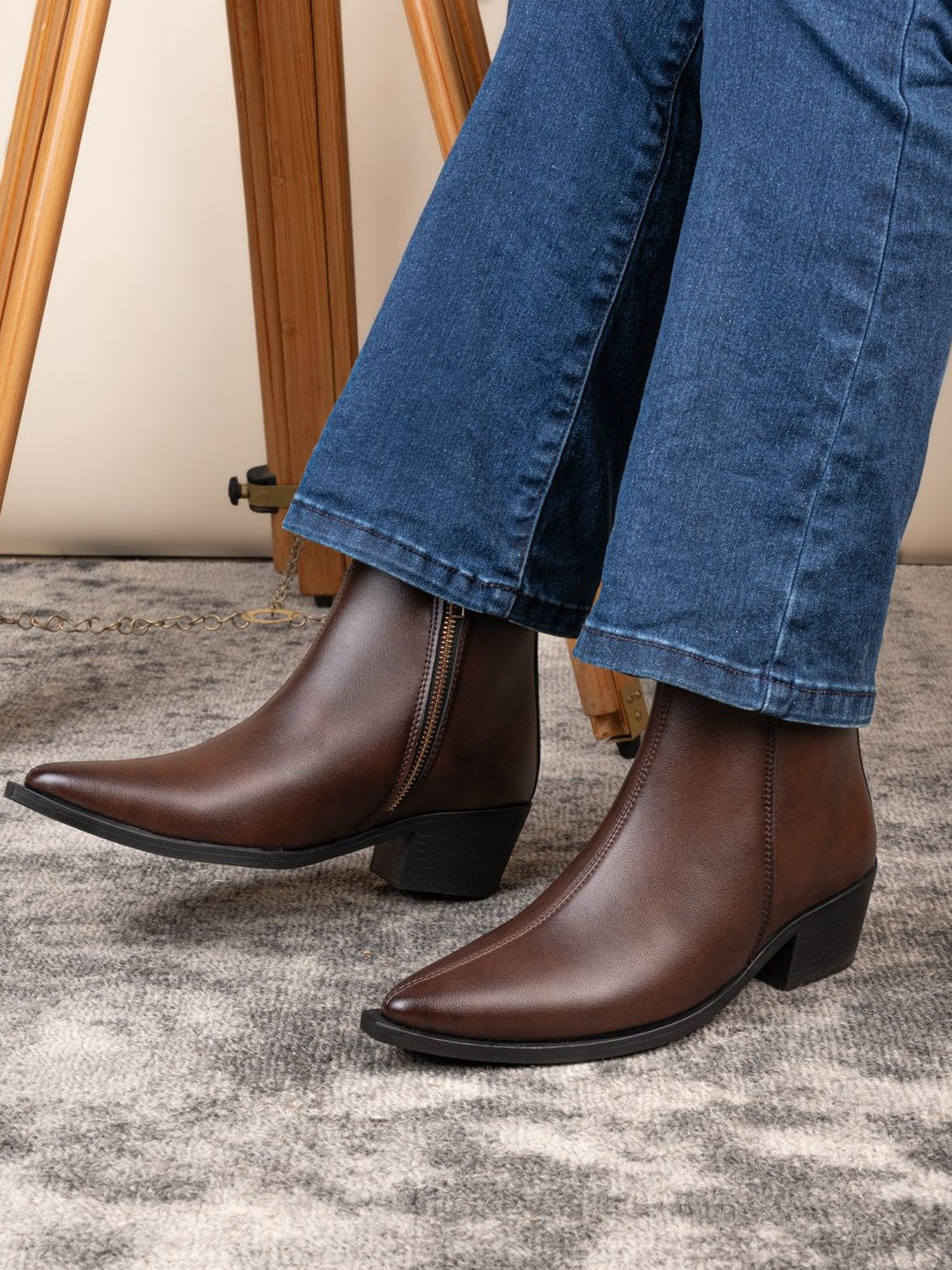 The Roadster Lifestyle Co Women Pointed Toe Zip Chelsea Boots