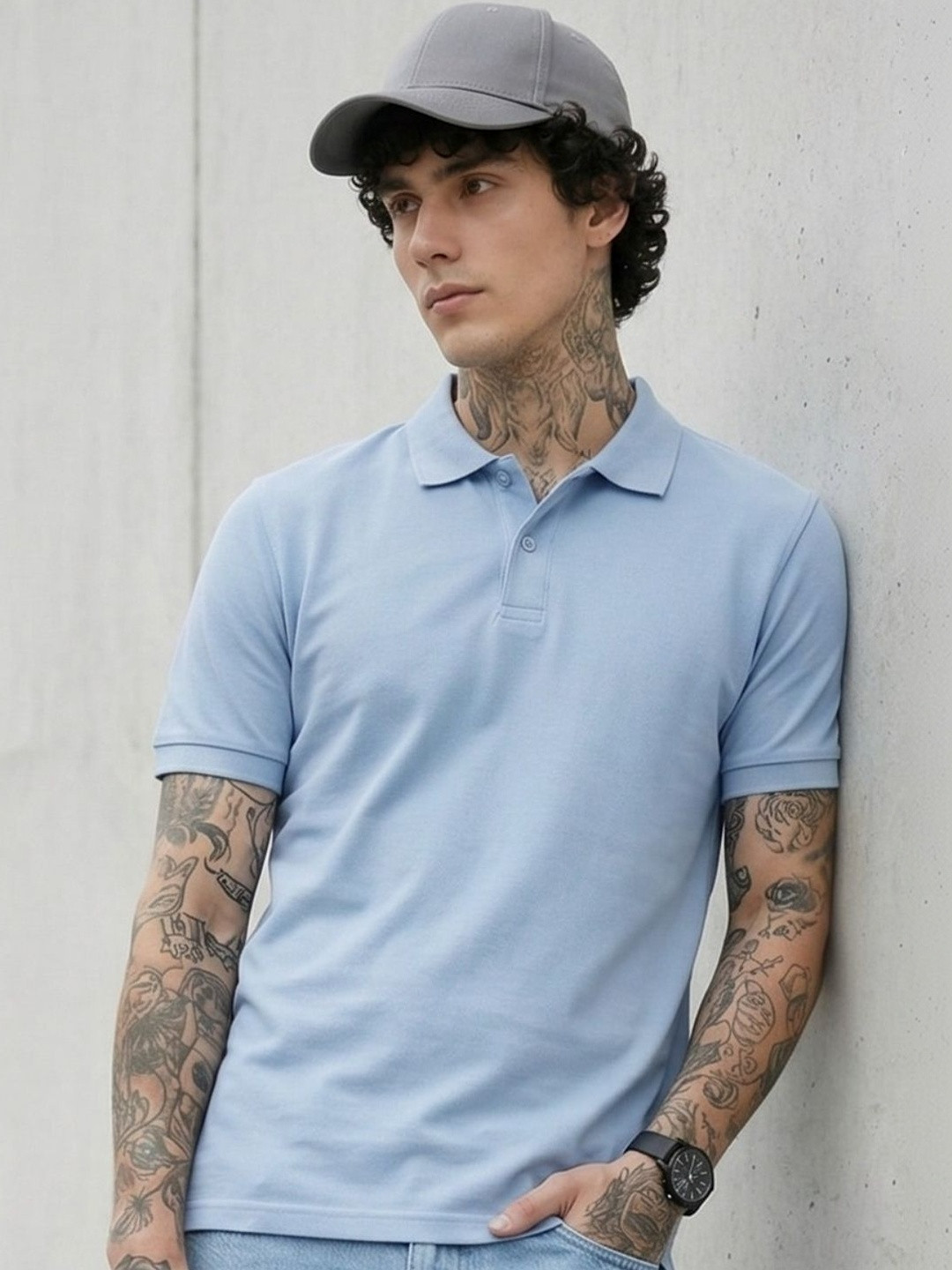 YONGE Men Polo Collar T-shirt