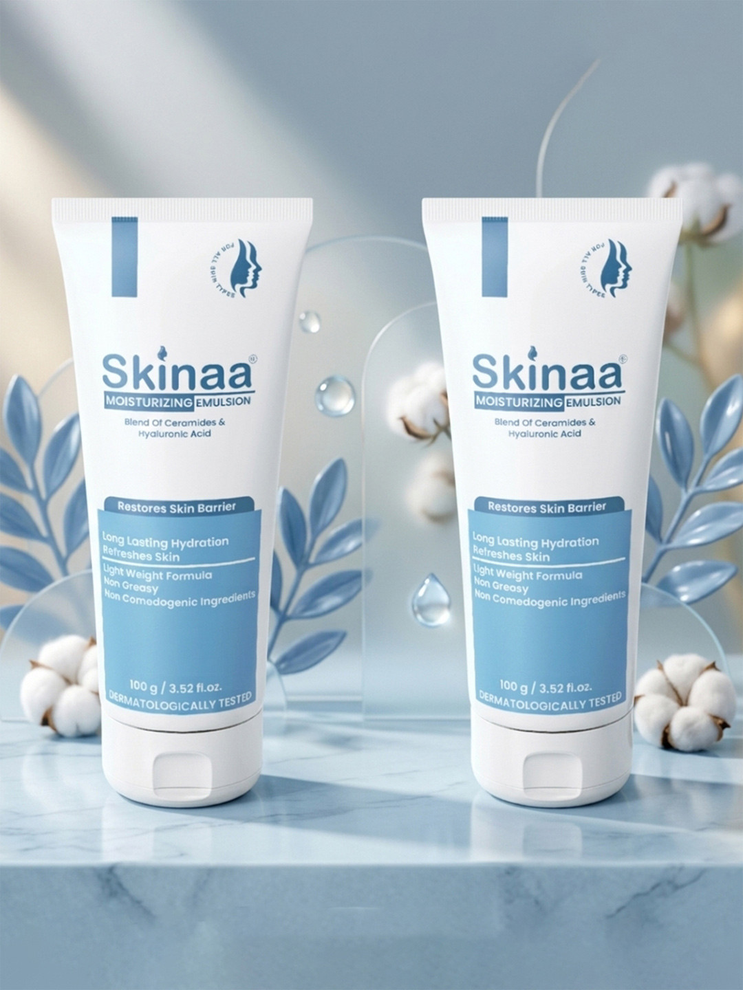 SKINAA Set Of 2 Ceramide & Hyaluronic Moisturizing Emulsion - 100 g Each