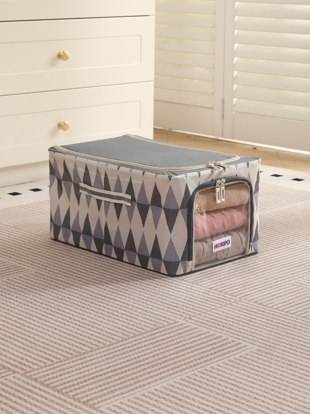 HOKIPO Ash Mirage Medium Clothes Storage Box 600D Oxford Fabric Pack of 1