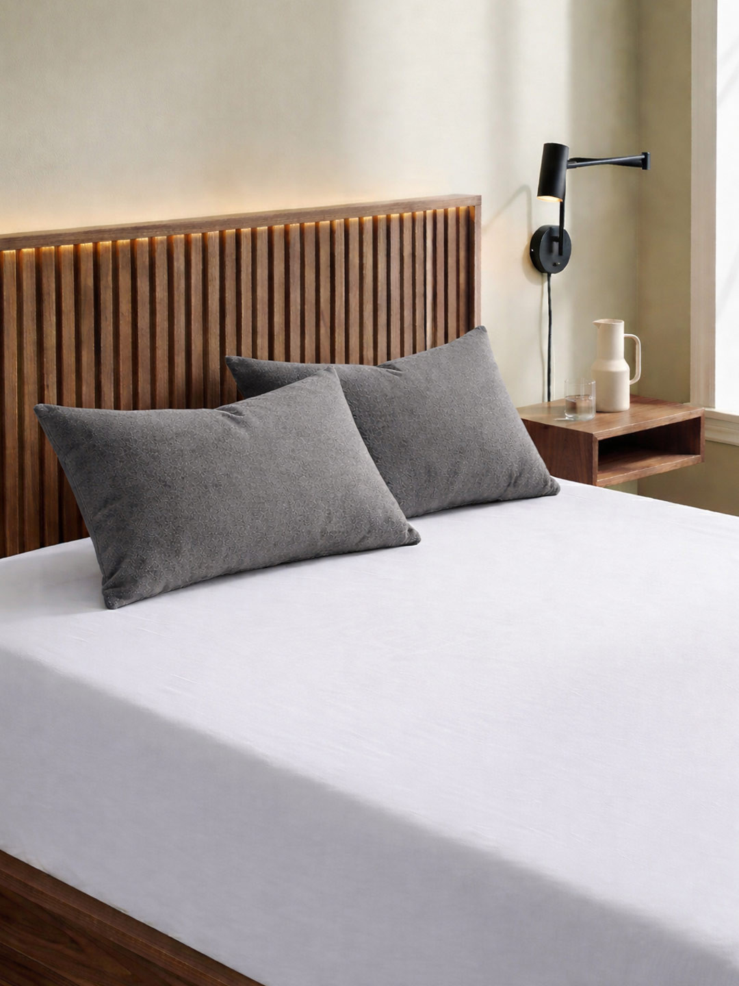 GADDA CO 2 Pieces Grey Waterproof Pillow Protector Covers With Zipper