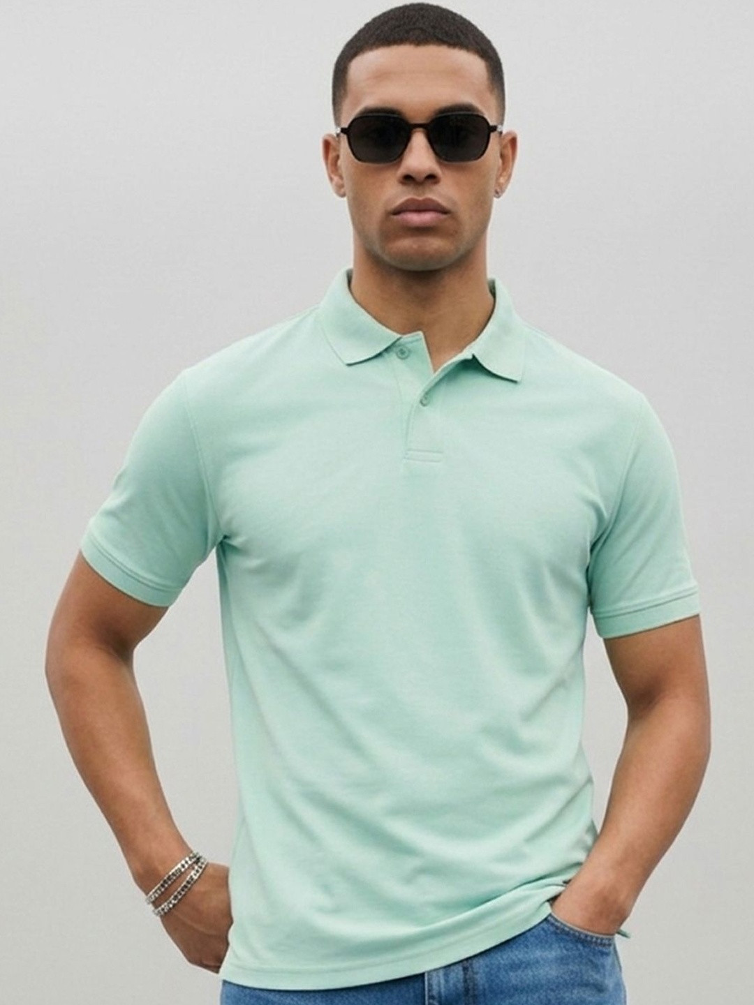 HERE&NOW Men Polo Collar T-shirt