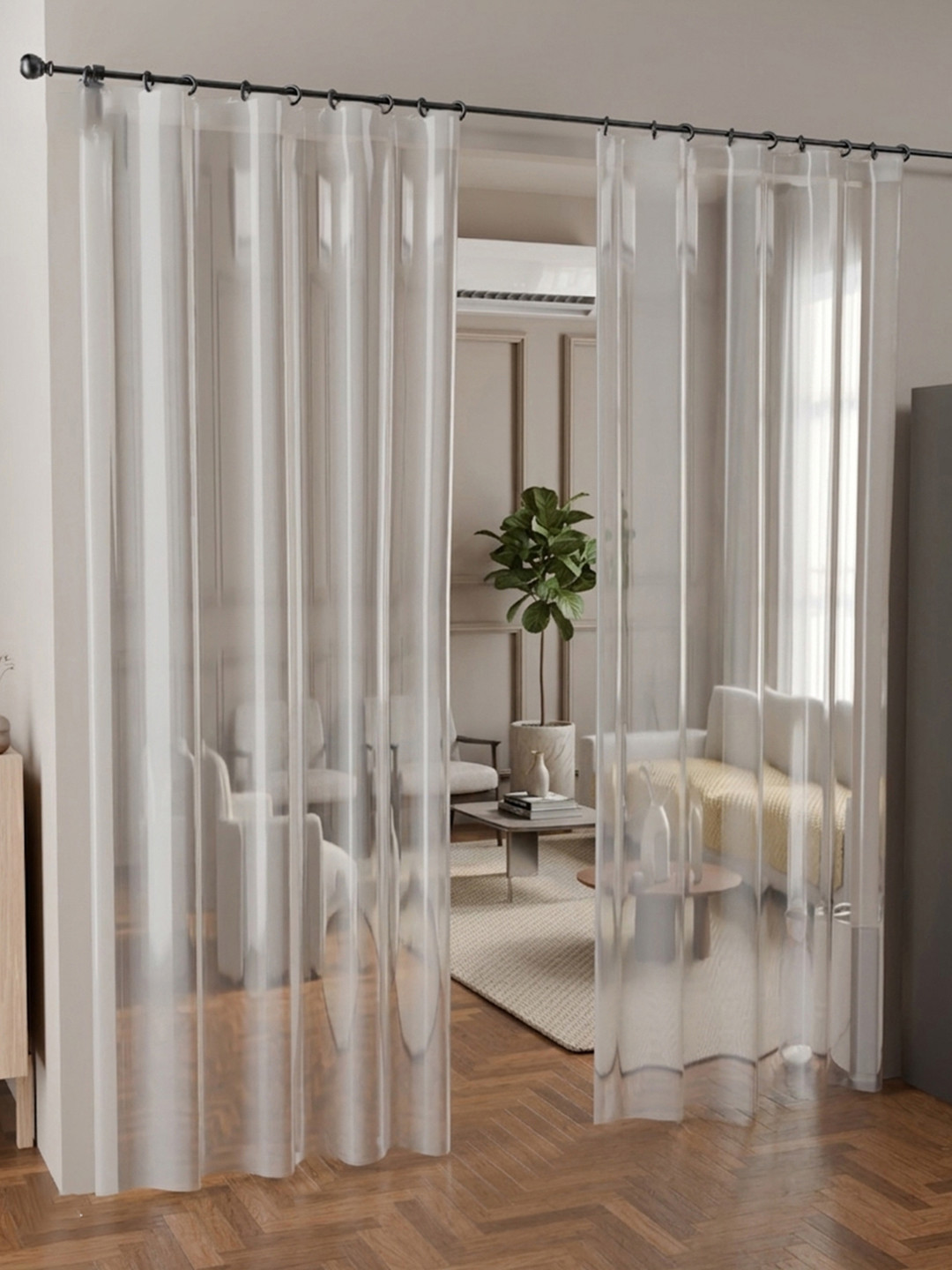 Kuber Industries 6 Strips Transparent PVC AC Curtain