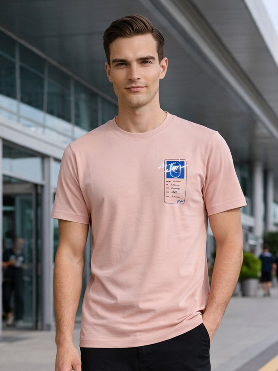 NOBERO Men Cotton Printed Round Neck T-Shirt