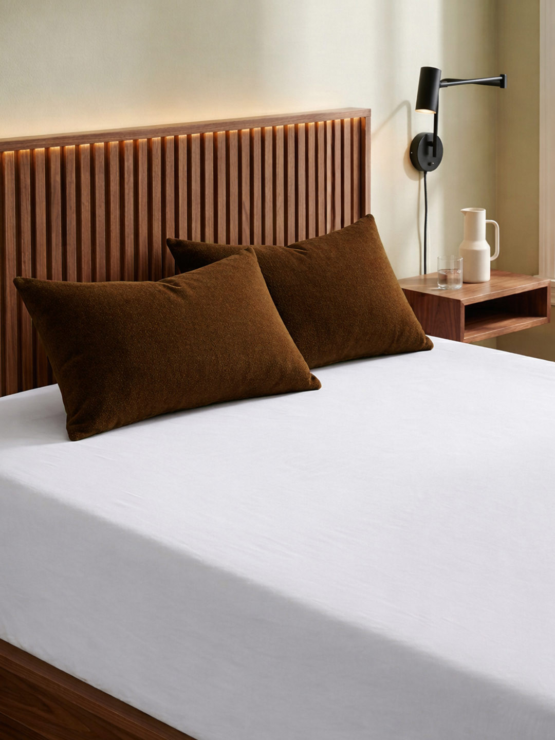 GADDA CO 2 Pieces Coffee Waterproof Pillow Protector Covers With Zipper