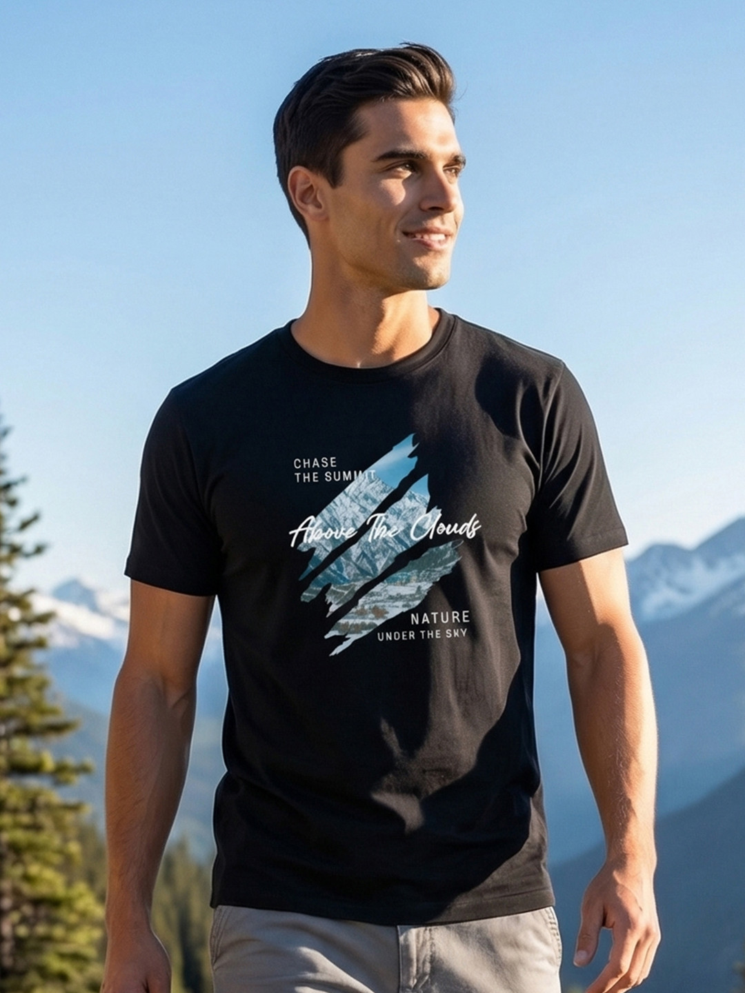 NOBERO Men Cotton Printed Round Neck T-Shirt