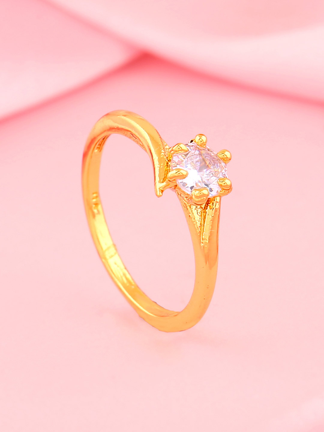 Estele Gold Plated CZ-studded Finger Ring