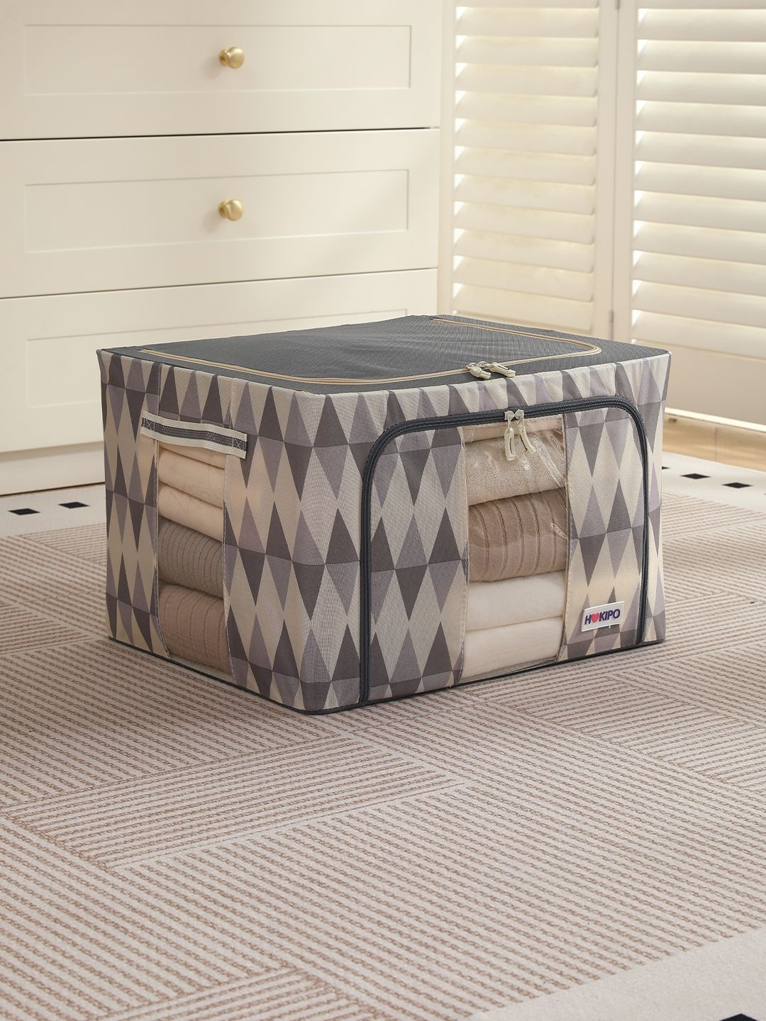 HOKIPO Ash Mirage 66L Clothes Storage Box 600D Oxford Fabric Pack of 1